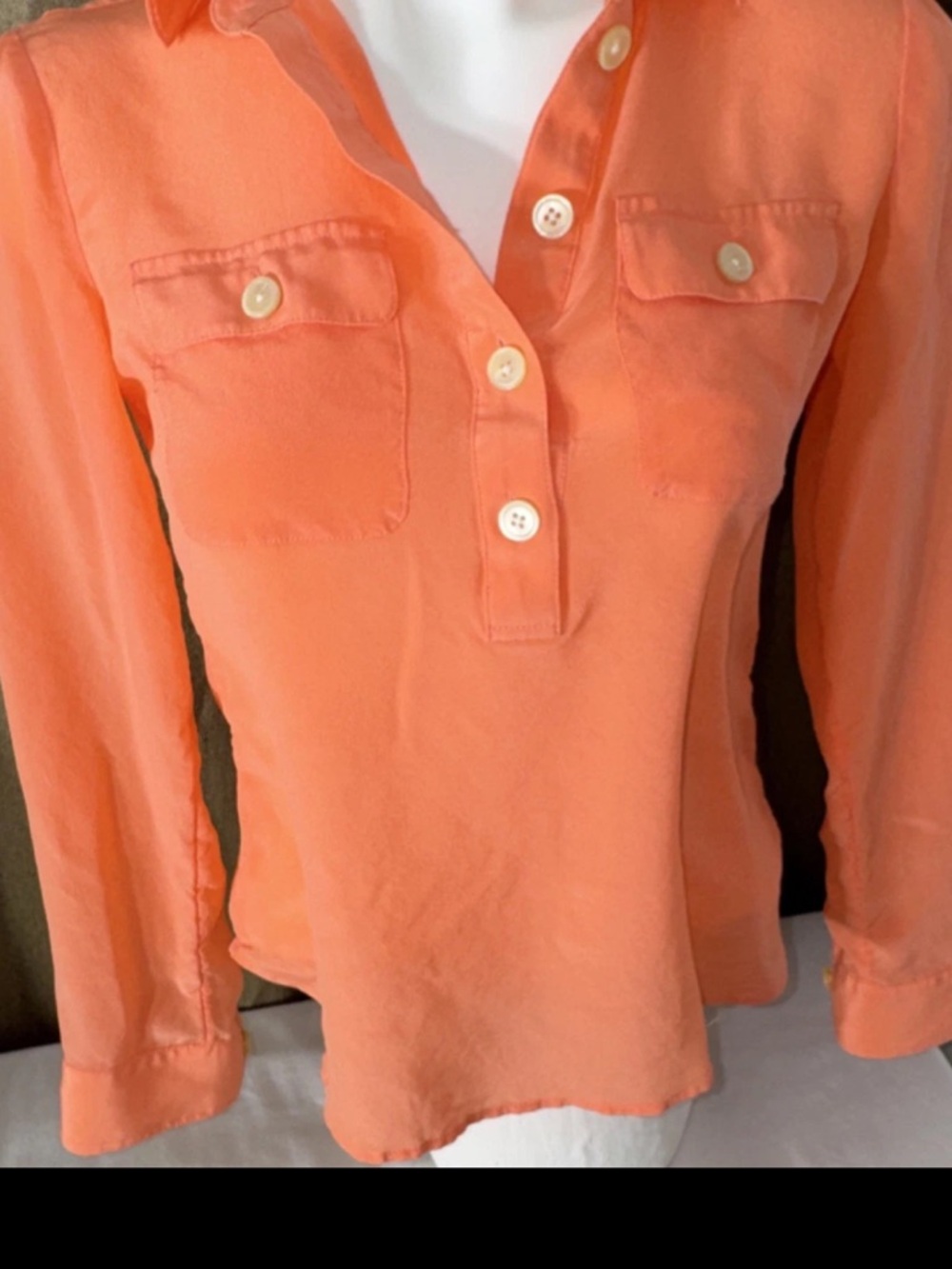 Banana Republic Coral Button-Front Long Sleeve Blouse
